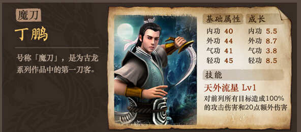 古龙群侠传丁鹏属性分析