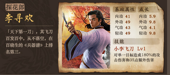 古龙群侠传李寻欢属性分析