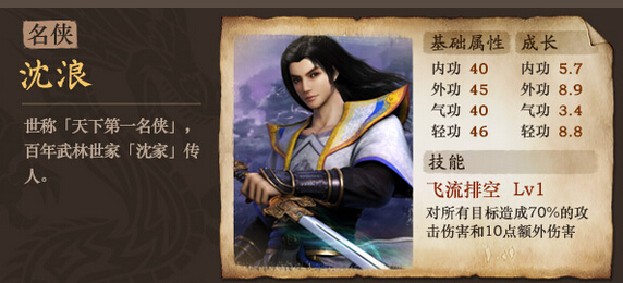 古龙群侠传沈浪属性分析