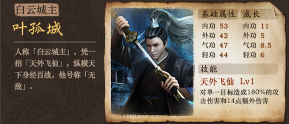 古龙群侠传叶孤城属性分析