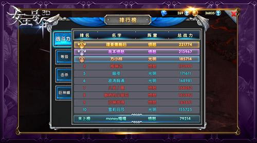 我上榜我自豪 6637手游《女王号令》新排行榜玩法