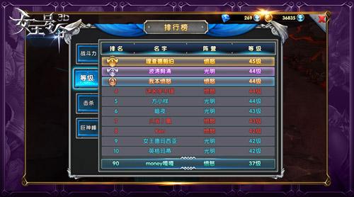 我上榜我自豪 6637手游《女王号令》新排行榜玩法